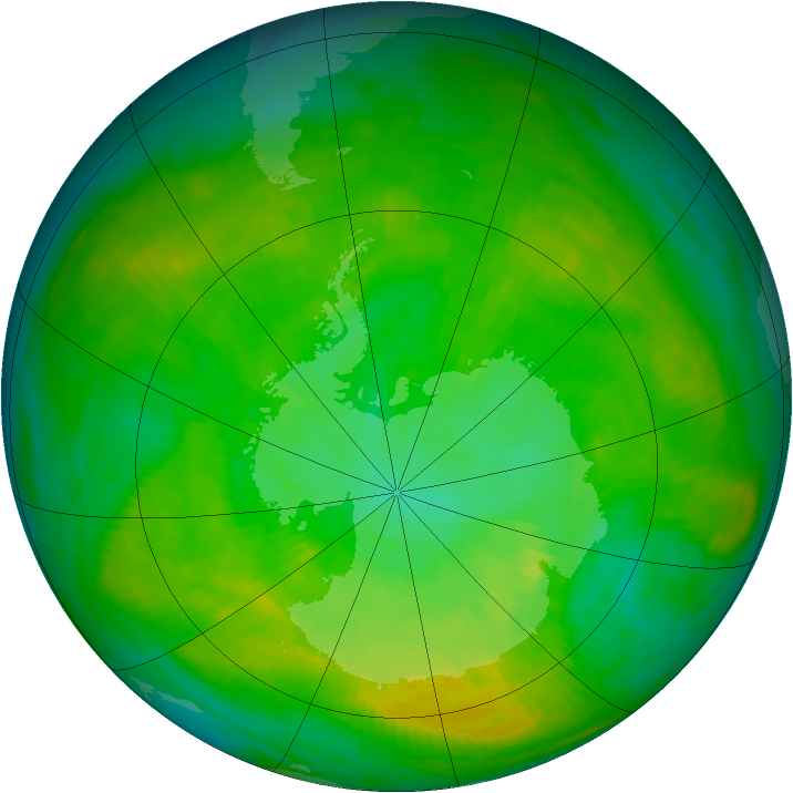 Antarctic ozone map for 27 December 1981